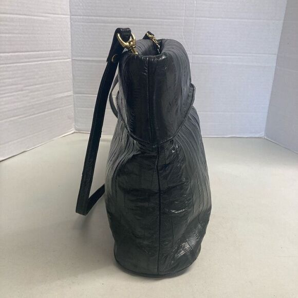 LUV. U.S.A.Women’s Genuine Eel Skin Crossbody Handbag 9.5X3.5X14 Black - Picture 9 of 12